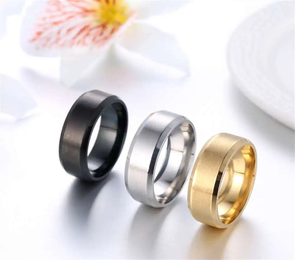 Мужские ювелирные изделия титановое стальное кольцо с матовой проволокой