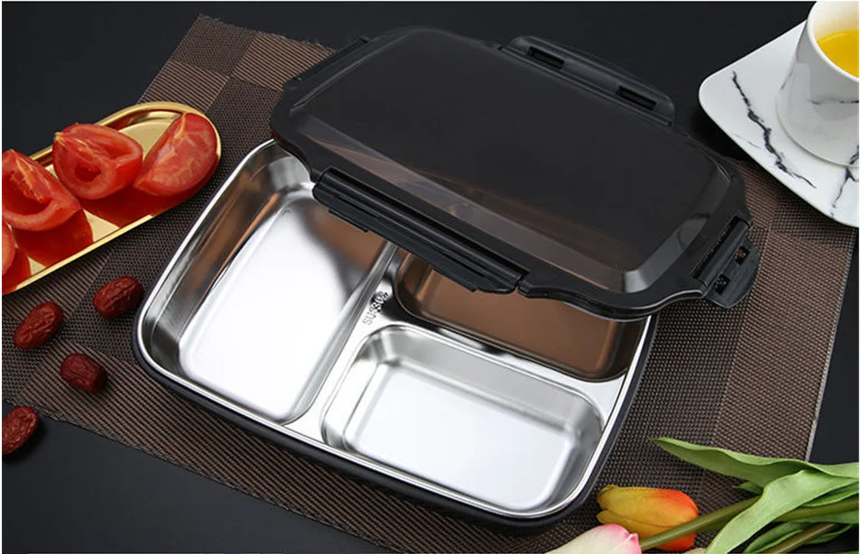 Ланч коробка из нержавеющей стали Портативный Bento Box Microwavable контейнеры еды с