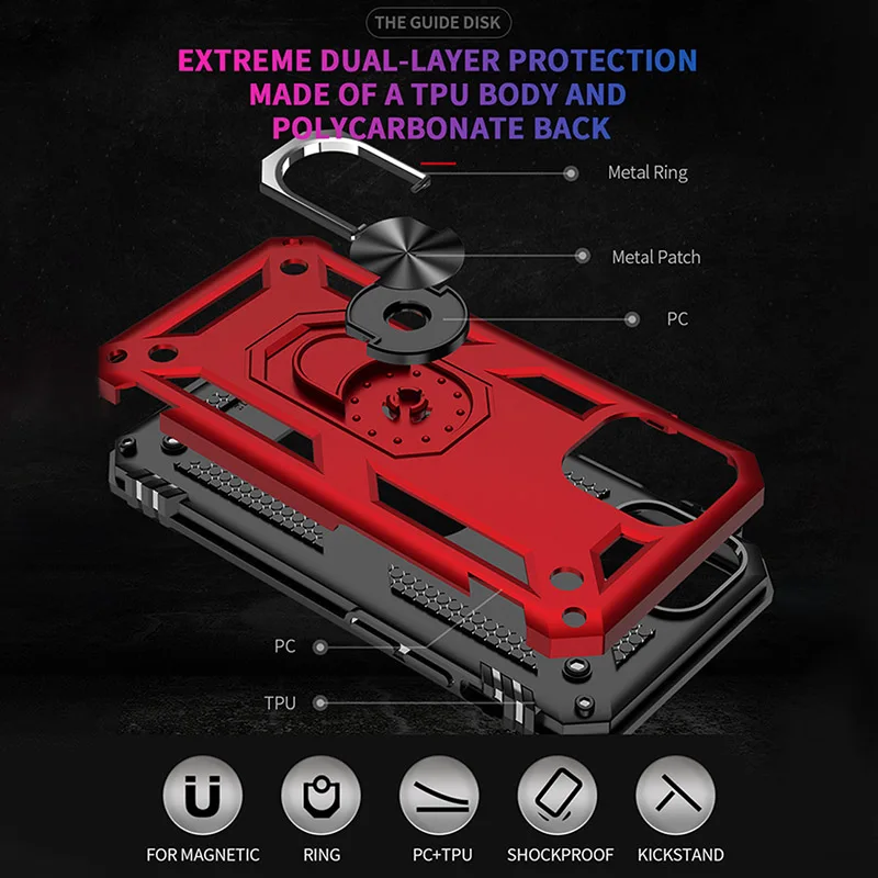 

For Funda Iphone 11 Pro Max 12 Mini SE 2020 7 8 6S Plus Cases Luxury Armor Magentic Ring Phone Coque For Case Iphone X XR XS Max