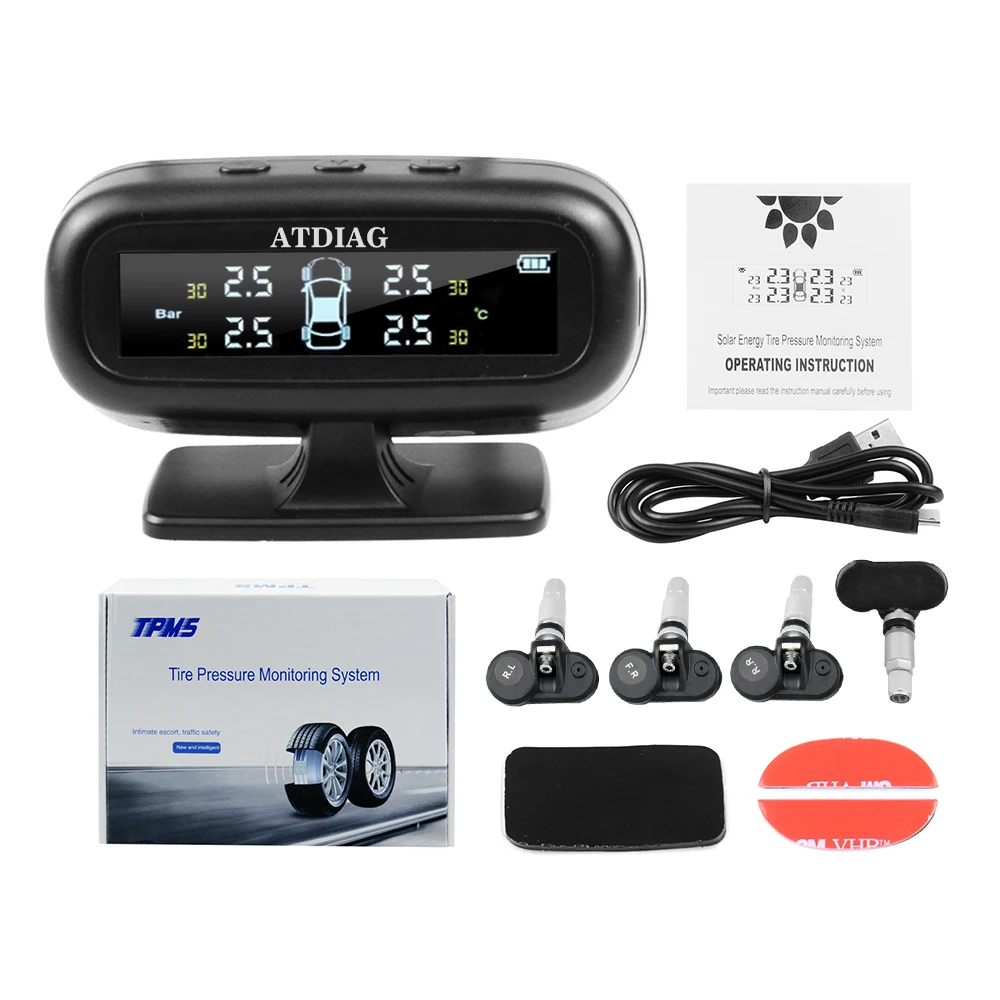 ATDIAG умная Автомобильная TPMS система контроля давления в шинах Солнечная энергия