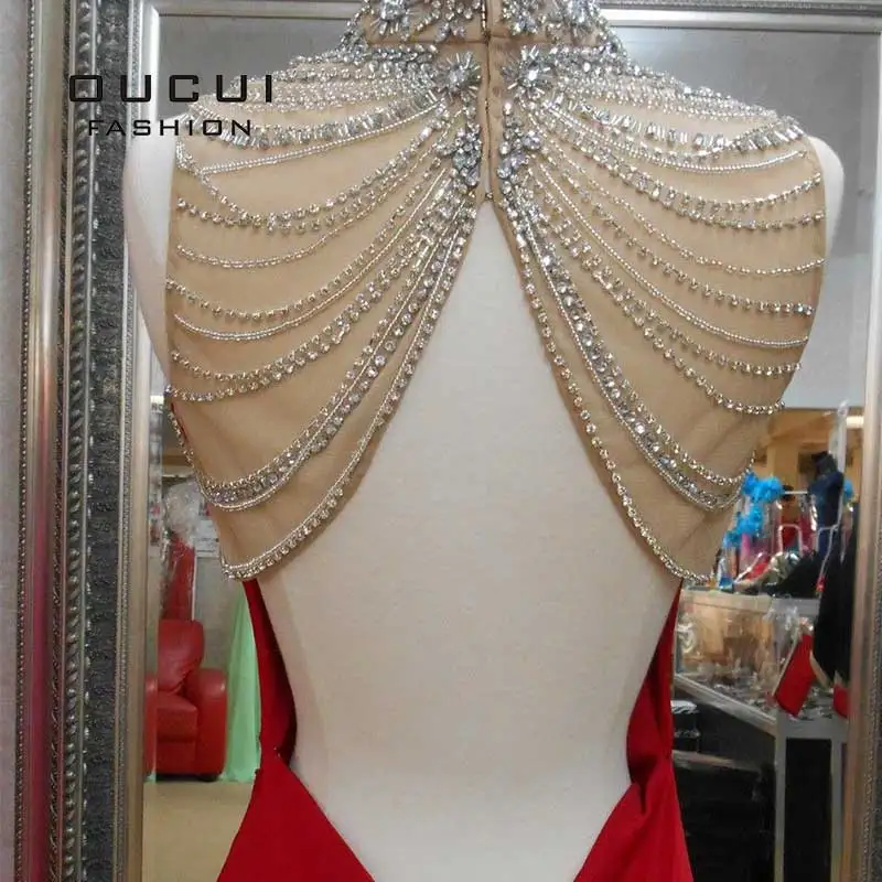 Женское вечернее платье русалки с разрезом спереди рукав крылышко арабский