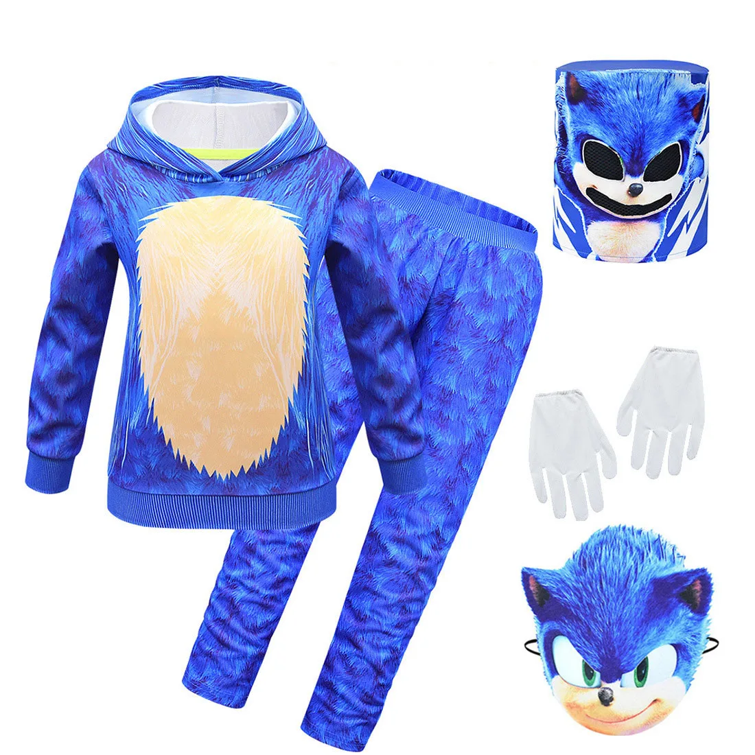 Костюм на Хэллоуин голубой Ежик видеоигра искусственное аниме