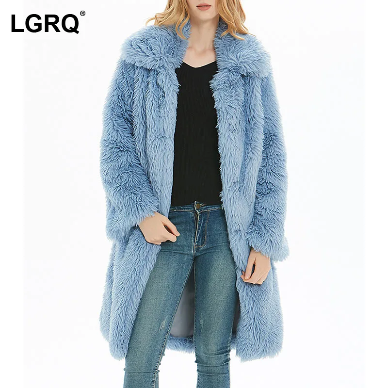 

[LGRQ] Loose Casual Thicken Warm Faux Fur Jacket New Lapel Long Sleeve Women's Autumn Winter Coat Fashion Tide 2021 19D3990