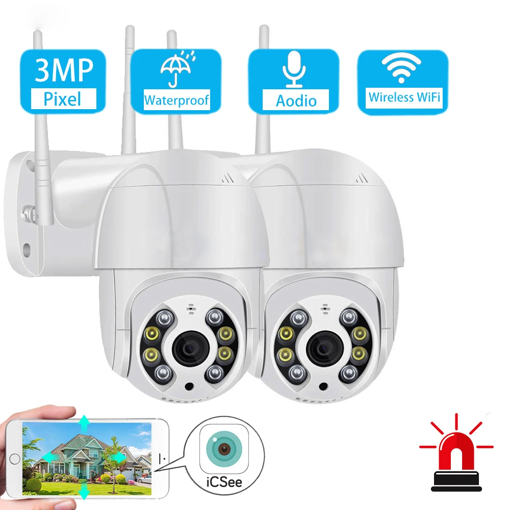 

3MP Mini WiFi PTZ Camera IP Outdoor Audio Cloud Onvif AI Human Detection Auto Tracking Wireless Speed Dome Camera CCTV Icsee