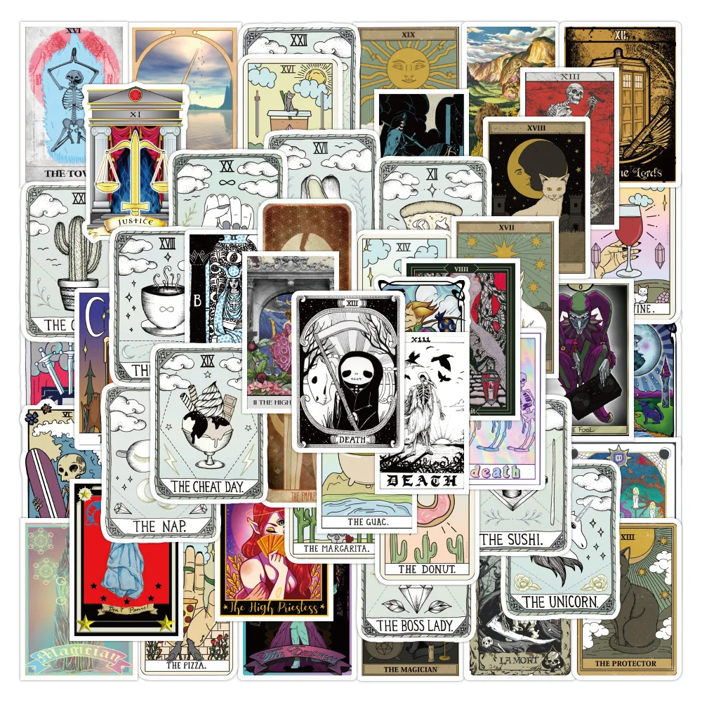 

10/30/50PCS Mysterious Tarot Card Graffiti Sticker Cool Boy Luggage Notebook Stationery Box Cartoon Cute Sticker Wholesale
