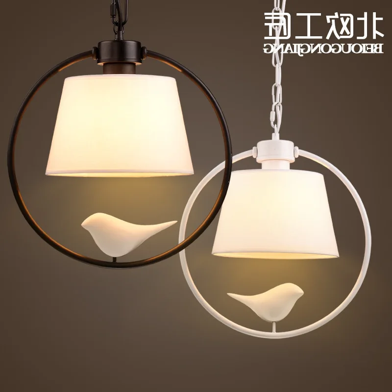 Подвесные светильники в виде птиц винтажная лампа из полимерной ткани абажур для