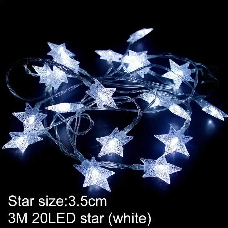 White star 20 ротанговый шар светодиодный гирлянда сказочные огни Рождественская елка украшения Рождественский Декор теплое белое светодиодное освещение Декор год - Цвет: White star