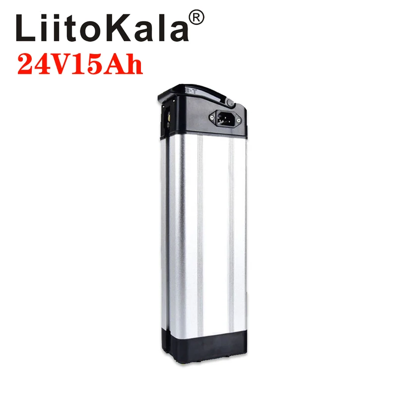

LiitoKala 24v 15ah 7S5P 18650 lithium battery pack electric bike battery 24v 250w 350w bicycle silver fish Aluminum case