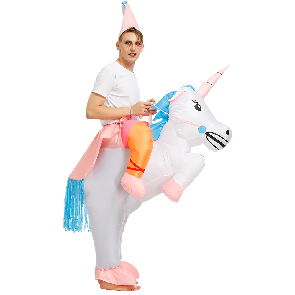 Adult Unicorn Единорог надувной костюм для взрослых, унисекс, обувь до лодыжки; сапоги для верховой езды костюм на Хэллоуин карнавальное рождественское Fance платье Пурим талисмана - Цвет: Adult Unicorn