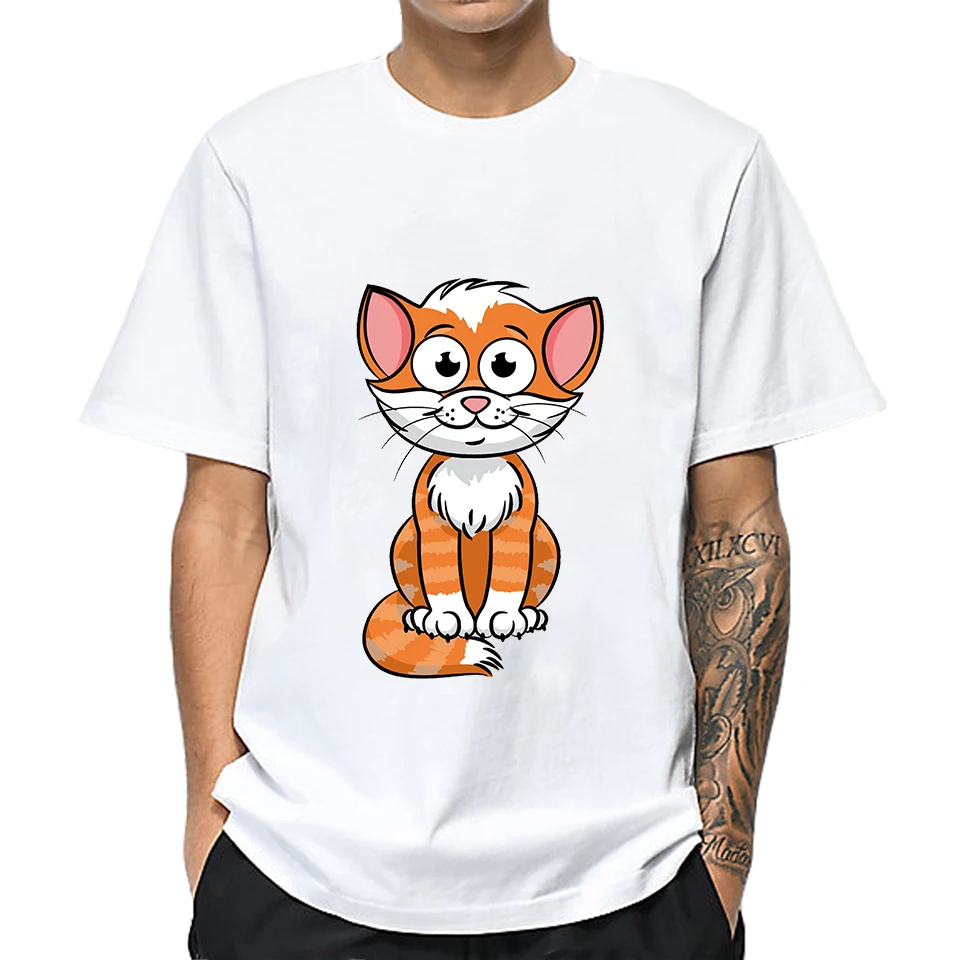 Moutsharp Милая одежда унисекс с рисунком кота летняя футболка Harajuku хлопок o образный