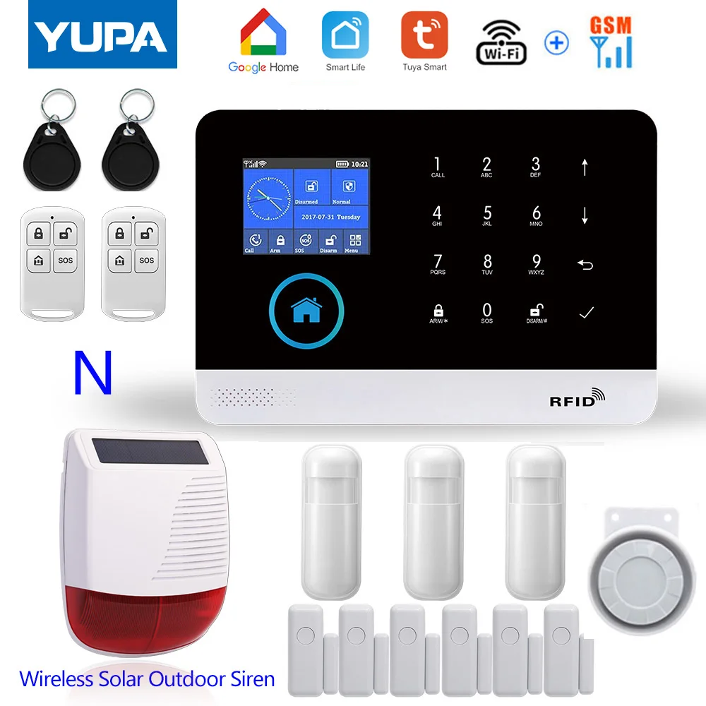 

WIFI GSM Home Security Alarm System With Wireless Gas Detector Motion Sensor Detector Burglar For TUYA Smartlife APP Works Alexa