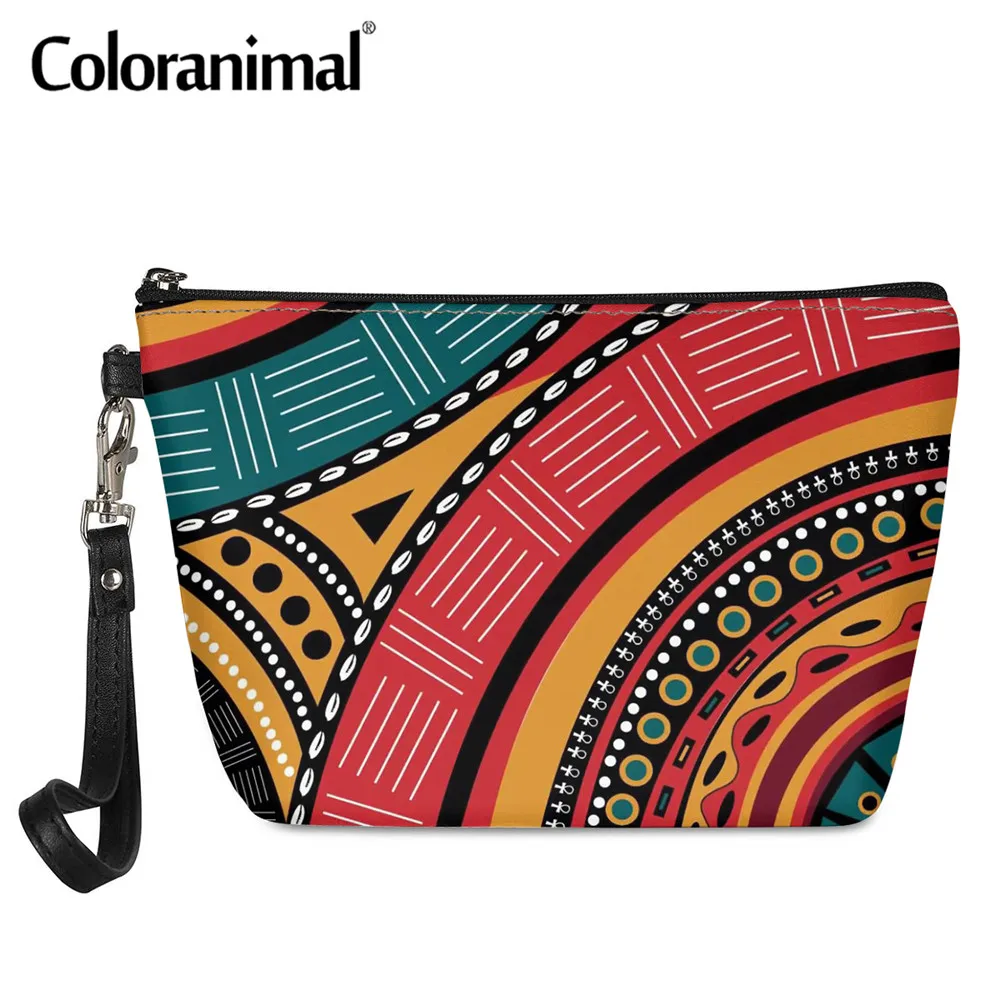 

Coloranimal Ethnic African Tribal Geometric Pattern Women PU Cosmetic Case Hot Sale Storage Toiletry Pouch Ladies Make up Bag