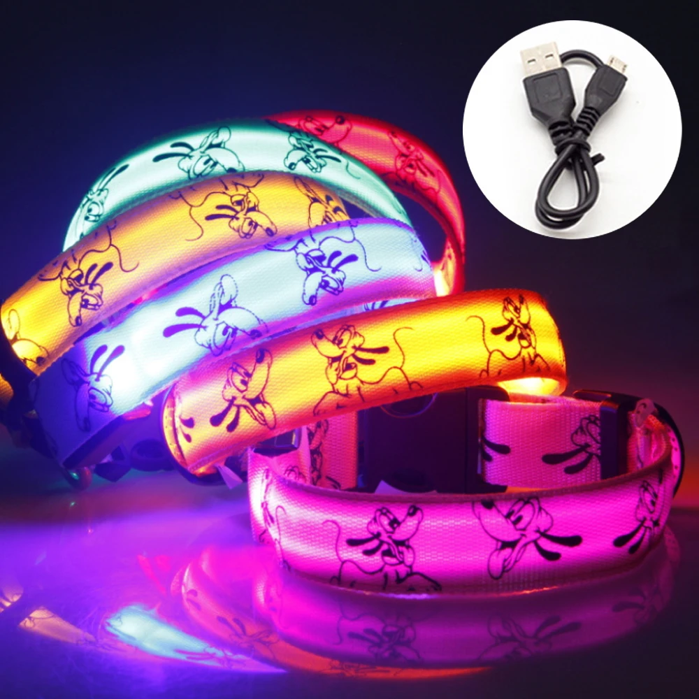 Зарядка через USB или кнопка аккумулятора Светодиодный ошейник для собак с