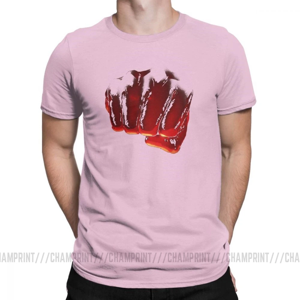 Мужская футболка One Punch Man Aitama из чистого хлопка, футболки с коротким рукавом Saitama OPM Oppai, Аниме Манга, футболки с круглым вырезом, одежда 6XL - Цвет: Розовый