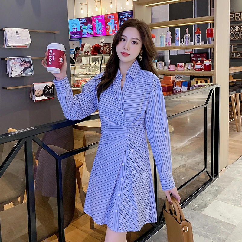 

Plaid shirt dress female 2021 spring new temperament fashion slim design skirt