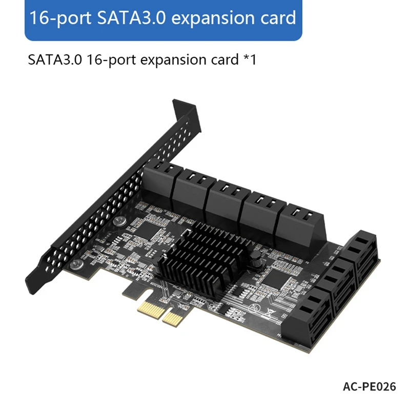 

16 Ports PCIE Riser Card PCIE X1 to SATA3.0 6Gb/S SATA Adapter Card Expansion Card for Hard Drive for BTC Miner Mining
