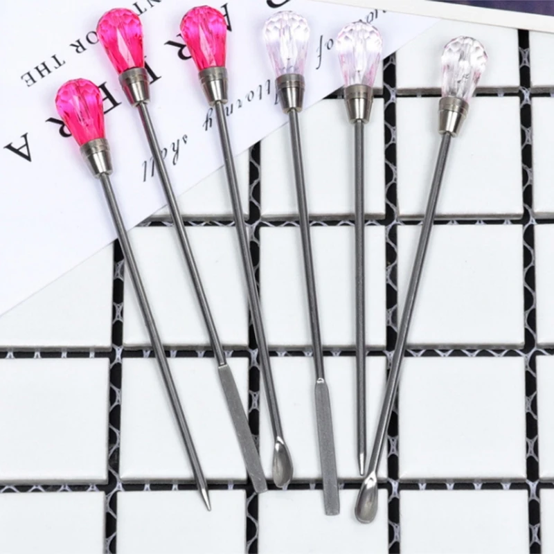 

2 Sets Silicone Resin Mold Tool Set Stirring Needle Spoon Jewelry Making Kit, Pink+Rose Red-ABUX