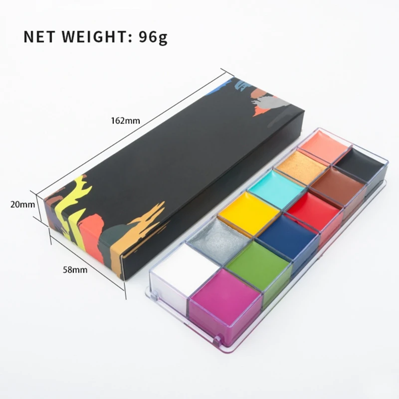 

12 Colors Body Art Temporary Tattoos Oil Professional Face Body Paint Oil Makeup With Paint Oli And Brushes Set