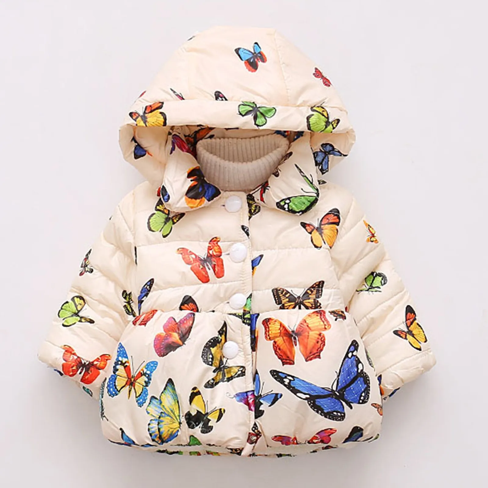 Зимние парки для маленьких девочек одежда пуховик с милым принтом бабочки
