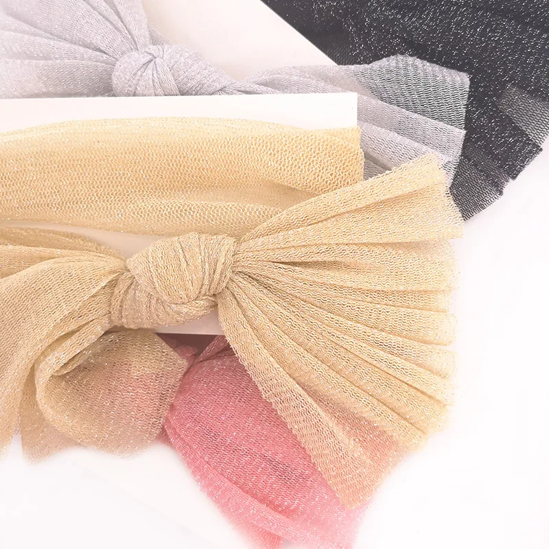 Повязка на голову из мягкой золотой и серебряной пряжи повязка для новорожденных