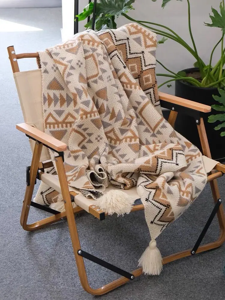 

Navajo Solar Blanket Spring and Autumn Soft Waxy Knitted Exquisite Bohemian Sofa Air Conditioning Nap Blanket