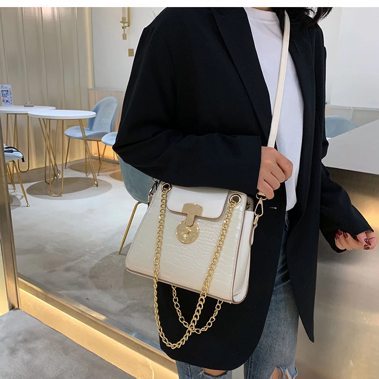 Elegant Female Crocodile pattern Tote bag New High Quality PU Leather Women's Designer Handbag Chain Shoulder Messenger Bag