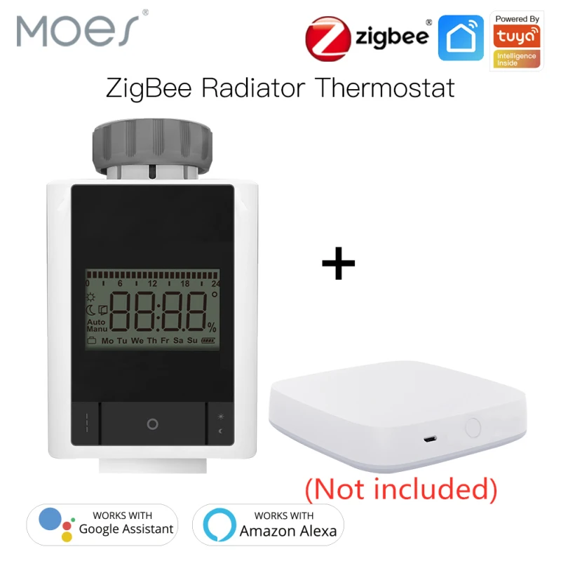 

Умный термостат Tuya ZigBee 3,0, Нагреватель TRV, термостатический клапан радиатора для умного дома с голосовым управлением, работает с Alexa Google Home