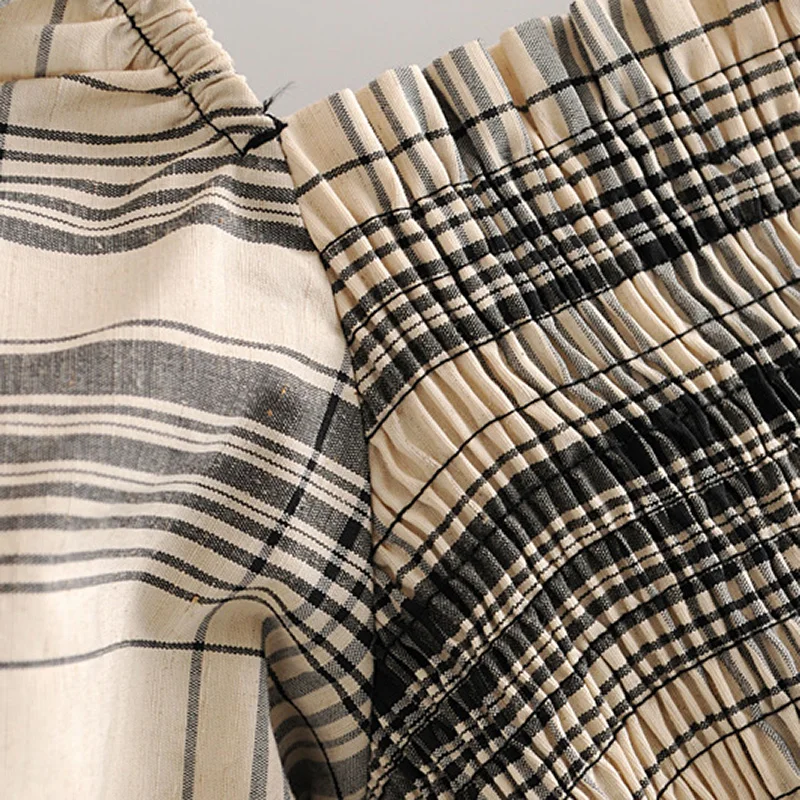 

HiloRill 2021 Plaid Print Blouse Women Long Sleeve Casual Crop Top Shirt Square Collar Stretch Bodycon Shirts Blouses Blusas