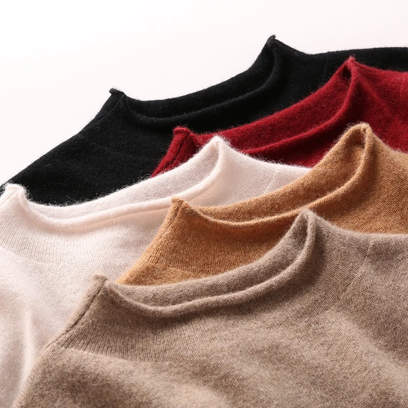 

100% Cashmere High-end Women O-Neck Casual Long Sweater Dress Female Autumn Winter Long Sleeve Loose knitted Sweaters Dresses