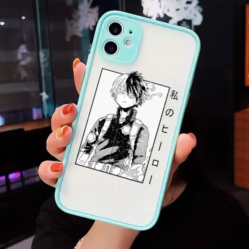 

Anime My Hero Academia deku Phone Cases matte transparent For blue iPhone 7 8 x xs xr 11 12 pro plus max mini Clear Funda