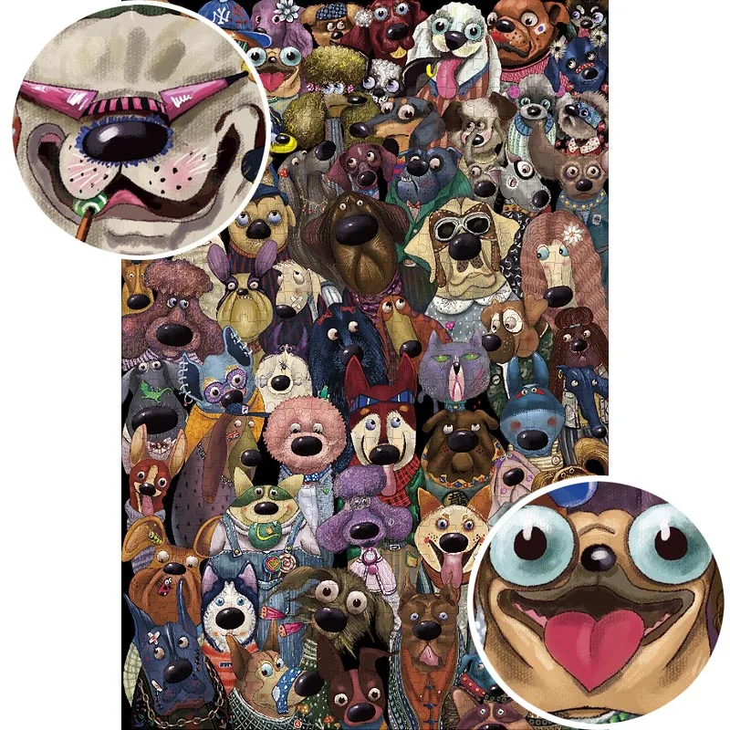 Оригинальный и эксклюзивный пазл собака с ручной росписью фото полная версия для