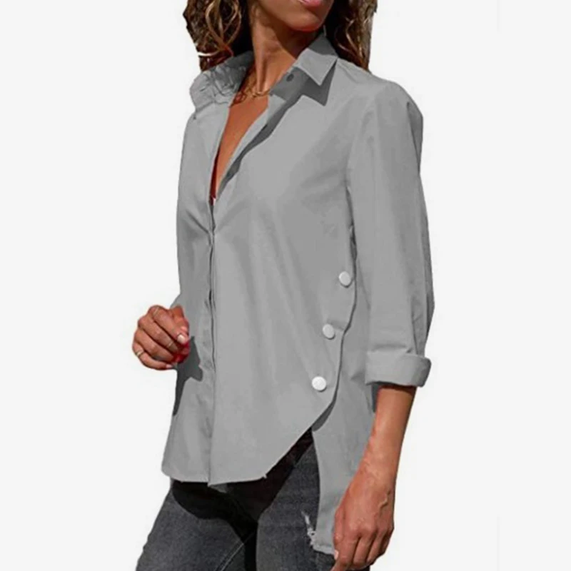 

Plus Size 5XL Irregular Women's Office Shirt White Long Sleeve Turn-down Collar Female Blouse 2021 Spring Summer Lady Shirts Top