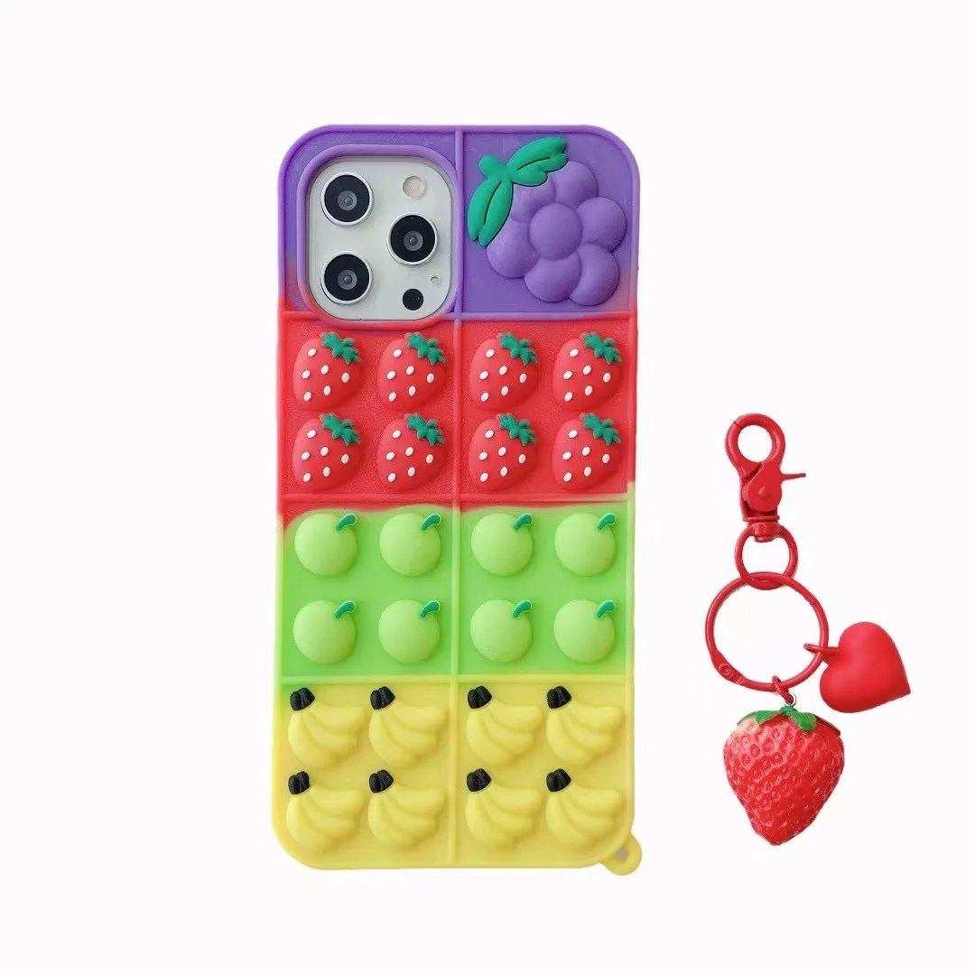 

Fruit Pop Toy Silicone Decompression Phone Case for Iphone 12 11 Pro Xs Max XR 8 7 Plus Press Shockproof Protective Back Cover