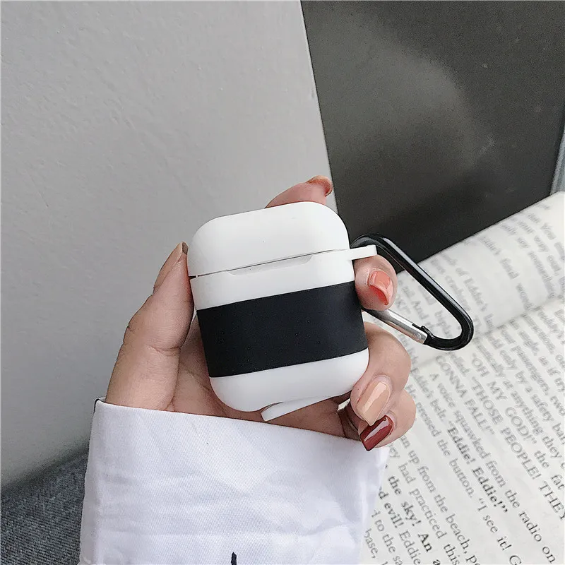 White+Black Чехол для AirPods с милым рисунком лимонного чая Vitasoy Milk силиконовый защитный чехол для наушников Airpods 2 с крюком аксессуары для AirPods - Цвет: White+Black