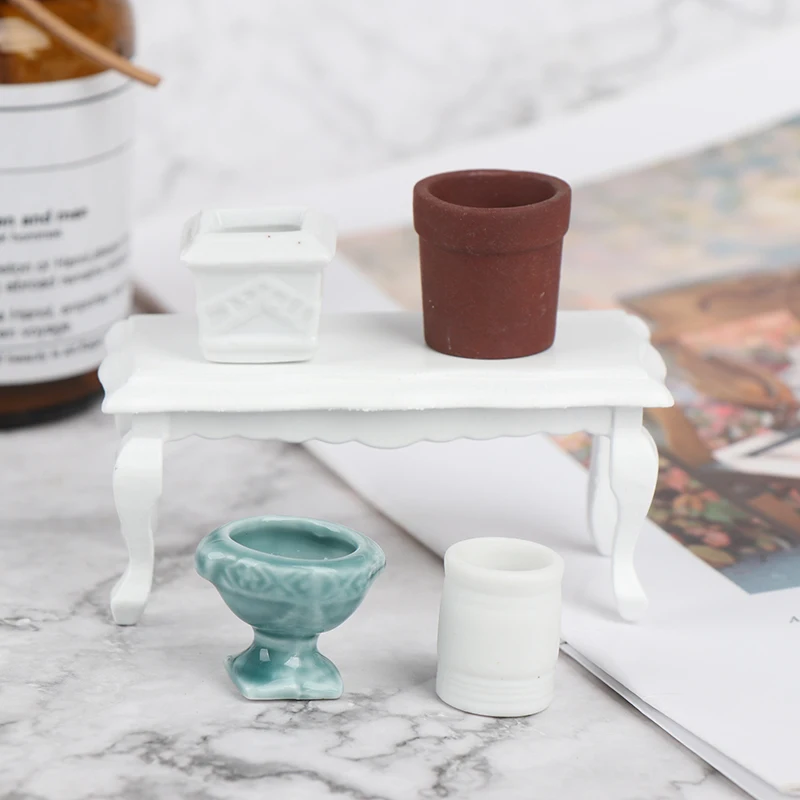 

Миниатюрный керамический цветочный горшок для кукольного домика 1:12, 1 шт.