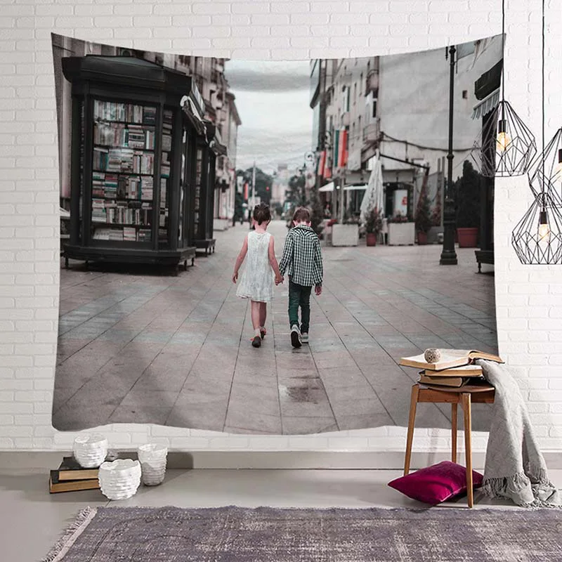 Style 7 Европейские улицы, маленький город, живописный настенный гобелен, 3D городской гобелен с пейзажем, настенный гобелен, Настенный декор, одеяло, ковер - Цвет: Style 7