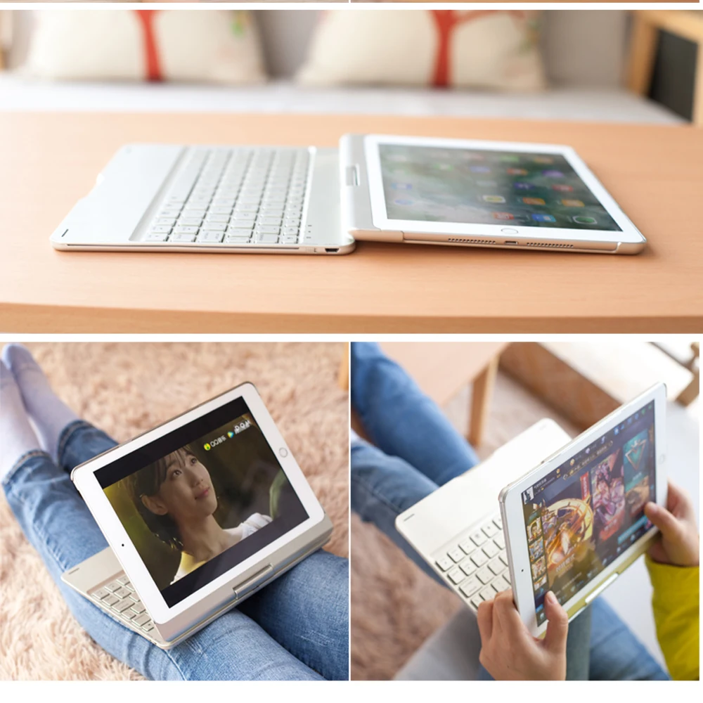 Поворотная bluetooth-клавиатура на 360 градусов, 7 цветов, чехол с подсветкой для Apple iPad Air 3 Pro 10,5 A1701 A1709