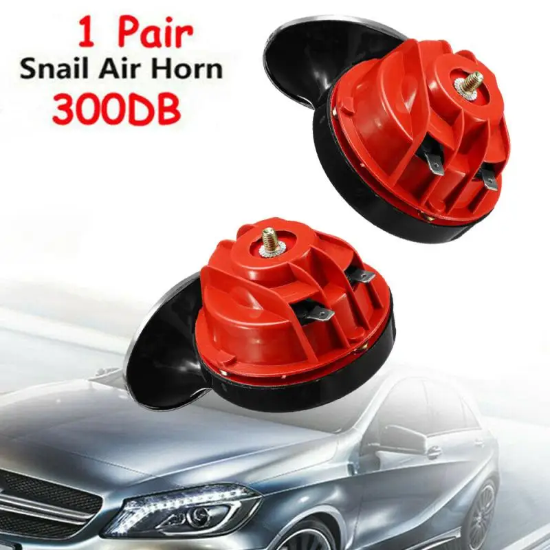 

Car Horns Upgraded 2PCS 12V Snail Air Horn With Cover Van Motorcycle Car For Red Kit Alarm Loud Boat 300db Car Accessories New