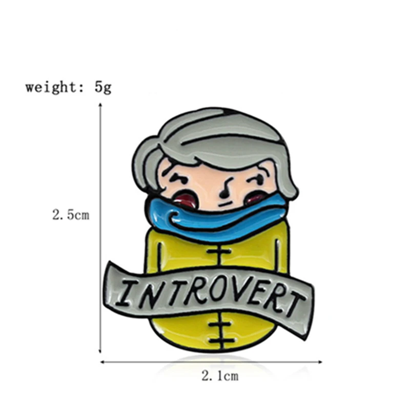 Introvert девушка эмаль значок мультфильм показать свою уникальность застенчивый