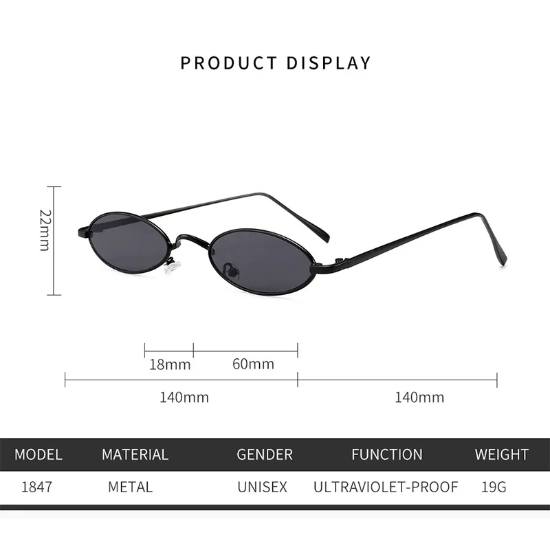 Солнцезащитные очки унисекс небольшие ретро-овальные в стиле хип-хоп винтажном