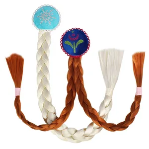 Imported Child Wig Braids Baby Girls Cosplay Show Dress Up Hair Accessories Anna Princess Style Braid Hair Cl