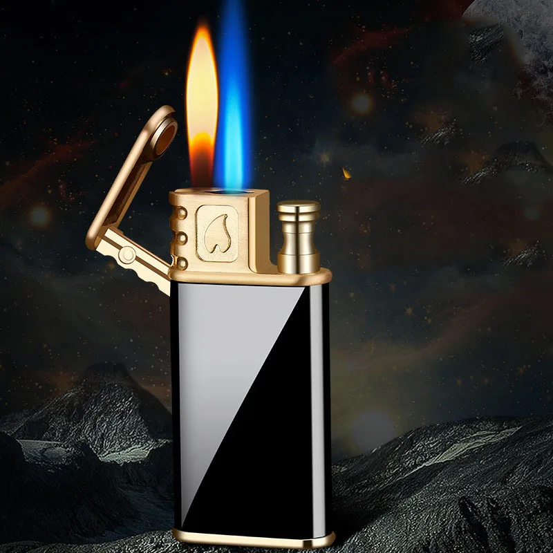 

Metal Windproof Butane Gas Lighters Creative Double Fire Cigarette Lighter Cigarette Lighter Smoking Accessories
