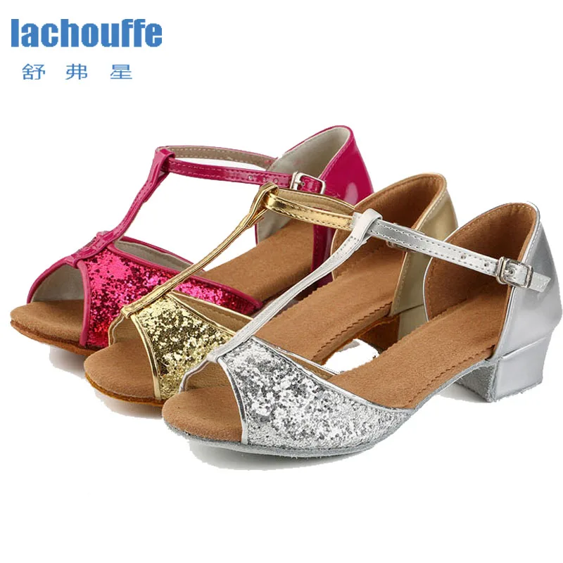 Женская танцевальная обувь на каблуке 3 5 см Цвет золотой серебряный красный