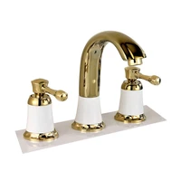 european style split basin three hole faucet bathroom cabinet golden four piece gun color hot and cold four hole faucet thickene