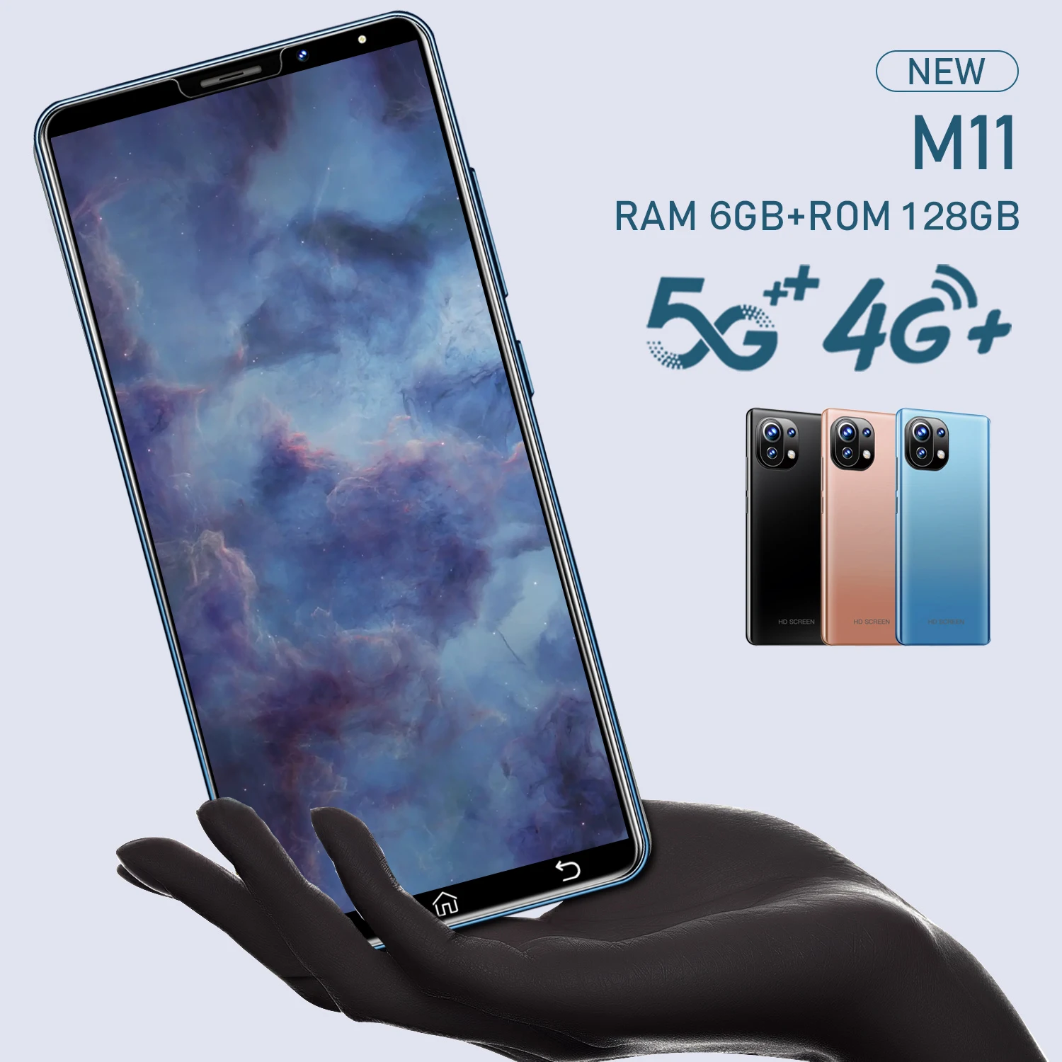 

New Arrivals M11 5.5Inch Full Screen 4800mAh Battery 2320*1280 8+128GB 10Core Processor Dual SIM Face ID Global 5G Smart Phone
