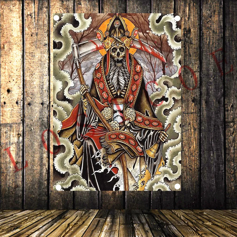 

Large Tattoo Rock music poster banner flag Vintage tapestry Hanging painting wall hanging tapestry Bar cafe concert home decor