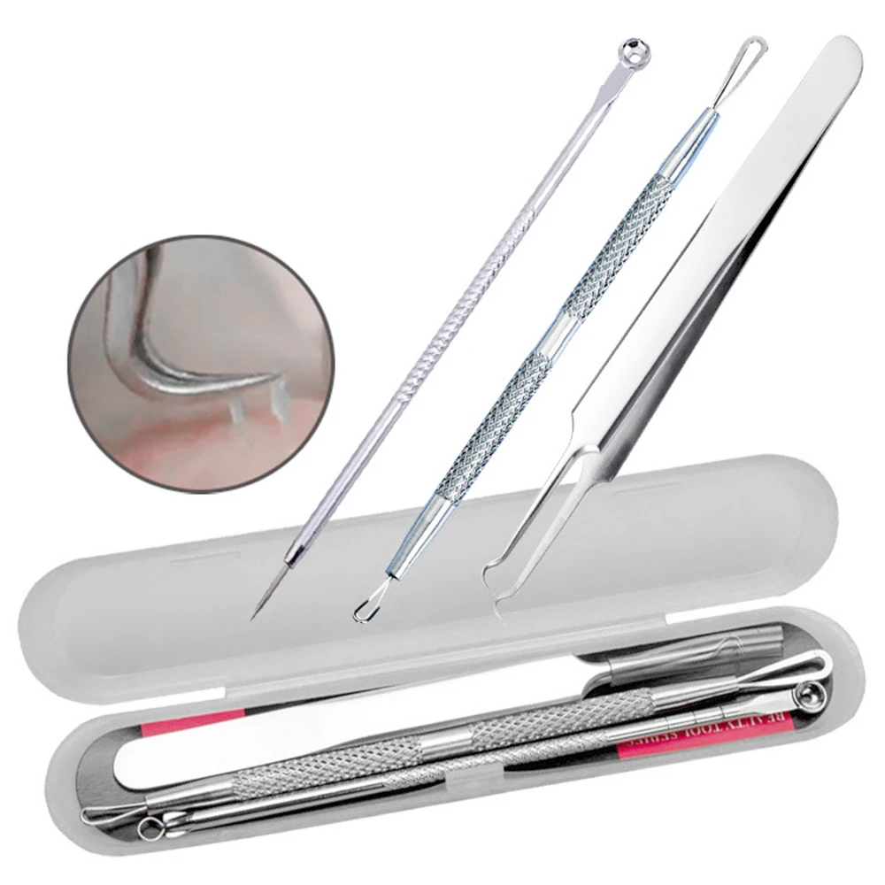 3pcs (box) Elecool 3/4/7 шт. Портативный маска для удаления угрей Комедон акне лечение прыщей, инструмент для удаления прыщей иглы для извлечения лечение акне инструмент - Цвет: 3pcs (box)