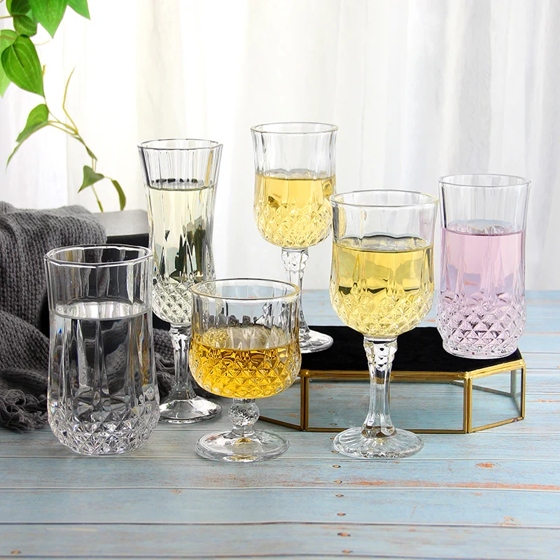 2pcs Diamond Pattern Red Wine Glass Lead-Free Crystal Wiskey Champagne Bordeaux Burgundy Cognac Cup Wedding Party Birthday - купить по