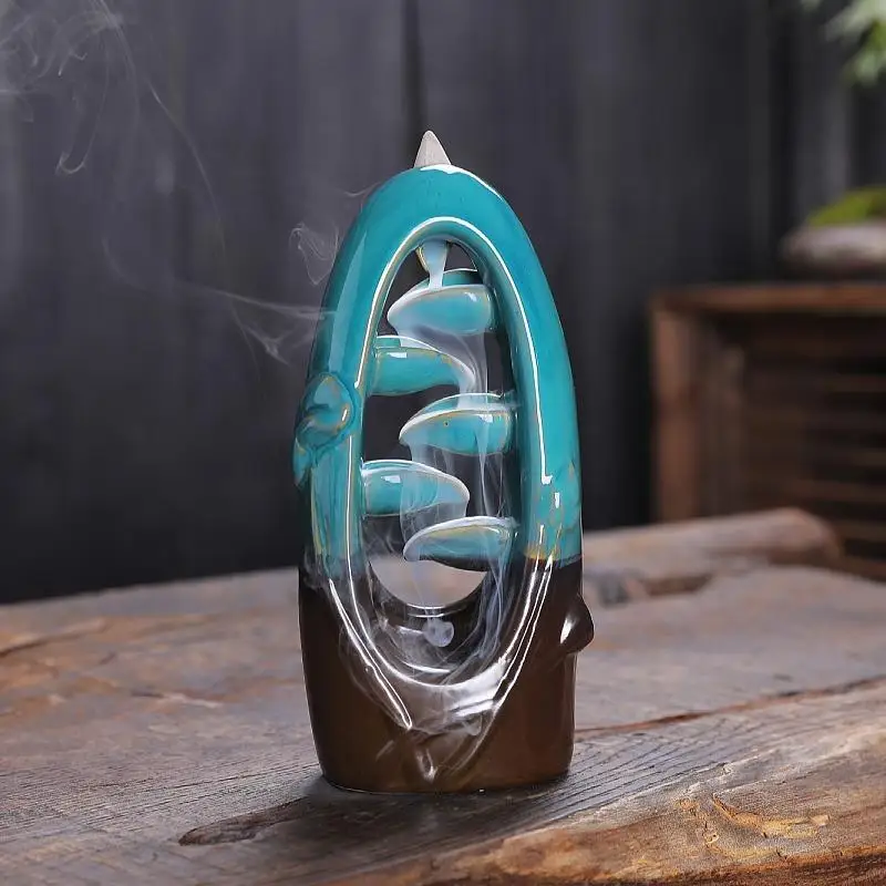 

Enough Stock Gift 20pcs Incense Cones Backflow Incense Burner Holder Ceramic Aromatherapy Furnace Smell Aromatic Incense Road