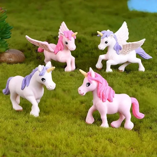 4 шт./компл. Pegasus Единорог Лошадь ПВХ кукла Миниатюрная игрушка микро ландшафт